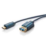 ClickTronic HQ OFC Kabel USB 3.0 konektor C/male - USB 3.0  A/female, modrý, 1m