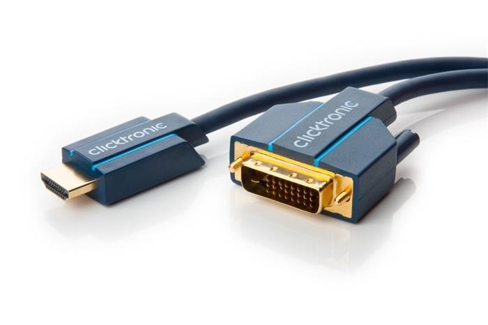 Clicktronic propojovací kabel DVI -> HDMI, 2m, zlacené konektory