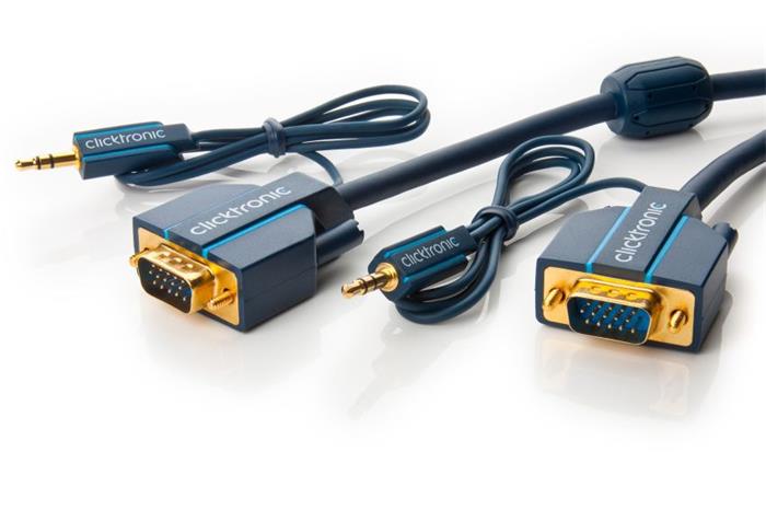 Clicktronic propojovací VGA + audio kabel, stíněný, 2m, pozlacený