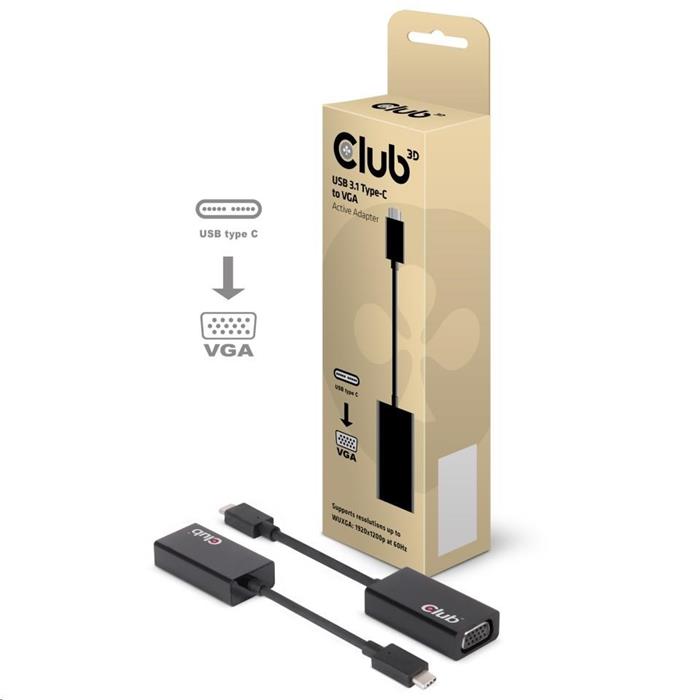 Club3D adaptér z USB-C na VGA, 15cm