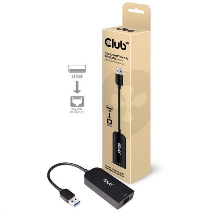 Club3D ethernetový adaptér, 2.5Gbps, USB 3.0