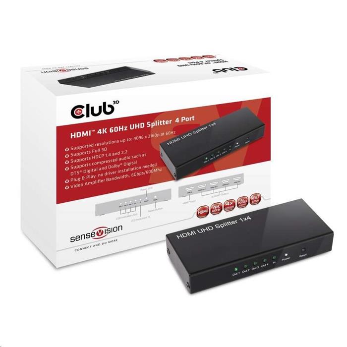 Club3D HDMI 2.0 splitter, 1:4