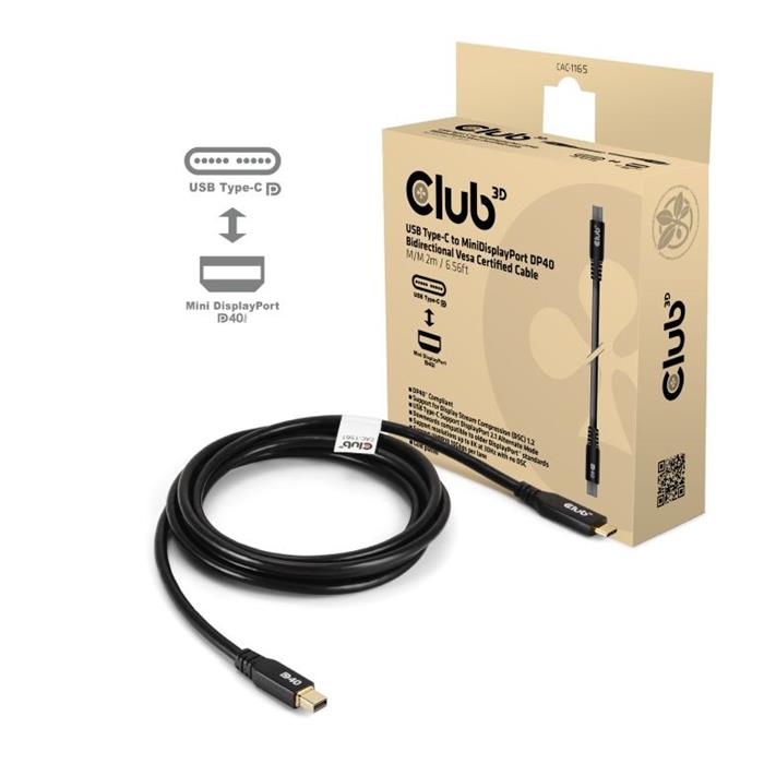 Club3D Kabel USB-C na MiniDisplayPort 2.1, 8K@30Hz, DSC1.2, 2m