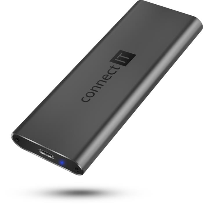 CONNECT IT AluSafe externí box SSD M.2 (PCIe) USB-C (USB 3.1), antracitový