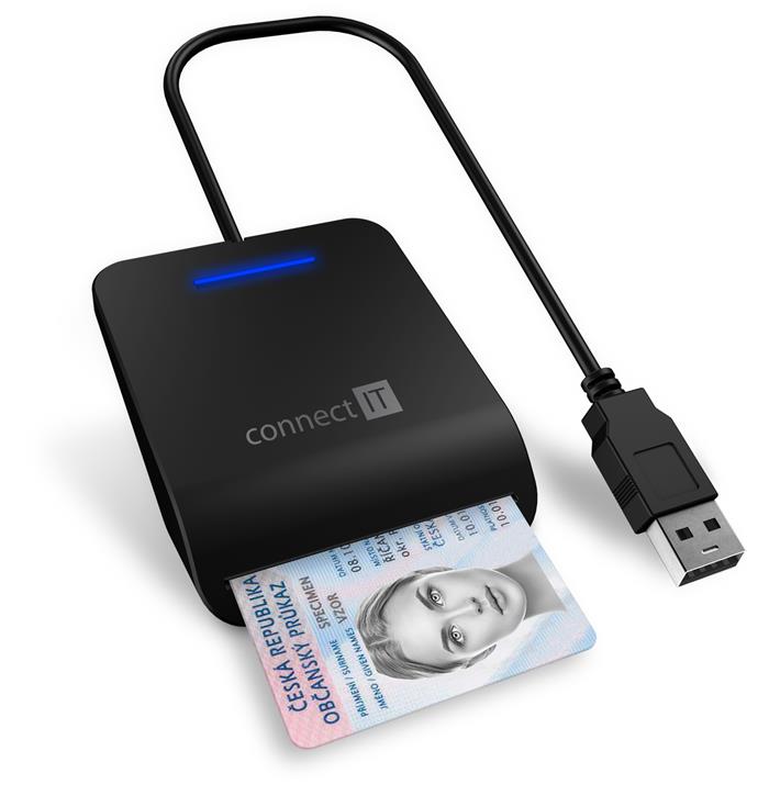 CONNECT IT USB čtečka eObčanek a čipových karet, ČERNÁ