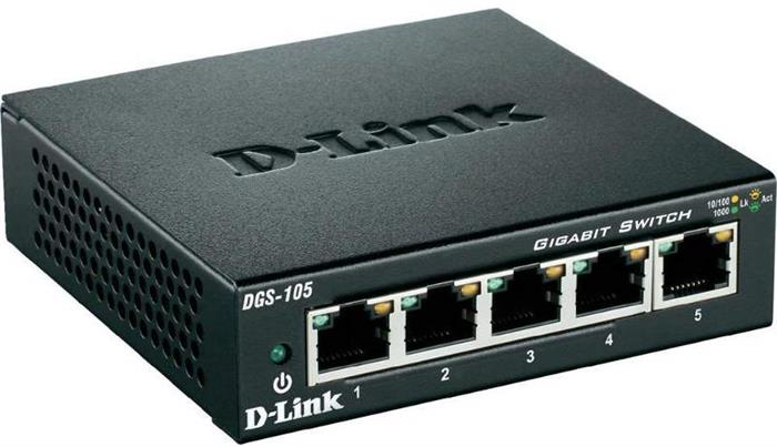 D-Link DGS-105/E, 5-portový gigabitový switch, kovový