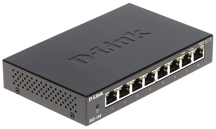 D-Link DGS-108/E, 8-portový gigabitový switch, kovový