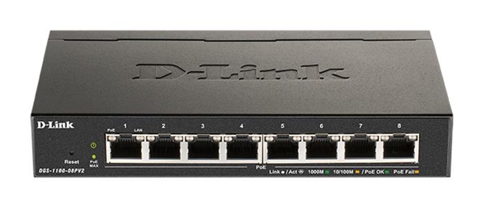 D-Link DGS-1100-08PV2 8-port Gigabit Smart Managed PoE switch, 64W