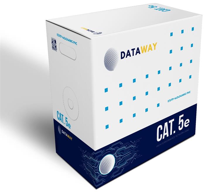 DATAWAY FTP kabel Cat5e, drát, PVC, Eca (305m box)