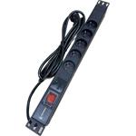 DATAWAY PDU-5-SP-3M, Přepěťová ochrana 5x 230V, 1U, 19", M6, 3m