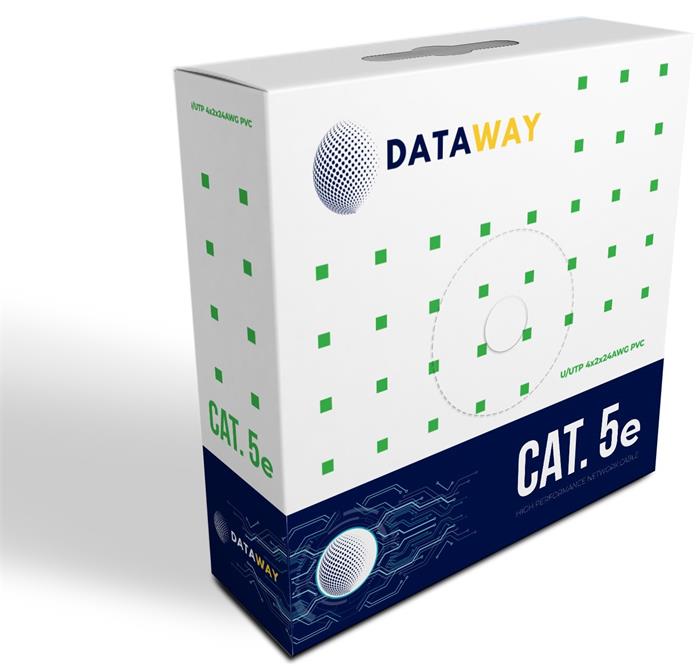 DATAWAY UTP kabel Cat5e, drát, PVC, Eca, (100m box)