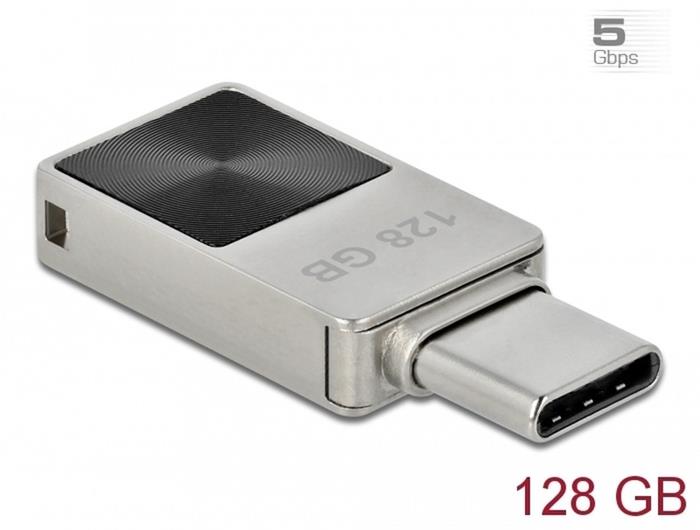 Delock 128GB USB 3.0 flash disk, USB-C, kovový