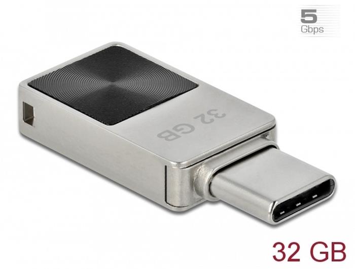 Delock 32GB USB 3.0 flash disk, USB-C, kovový