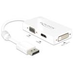 Delock Adaptér Displayport 1.1 samec > VGA / HDMI / DVI samice pasivní bílá