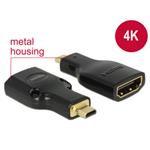 Delock Adaptér High Speed HDMI s Ethernetem – HDMI Micro-D samec > HDMI-A samice 4K černý