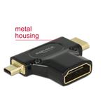 Delock Adapter High Speed HDMI with Ethernet – HDMI-A female > HDMI Mini-C male + Micro-D male black