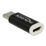 Delock Černý Adaptér USB 2.0 Micro-B samice (zařízení) > USB Type-C™ 2.0 samec (zařízení)