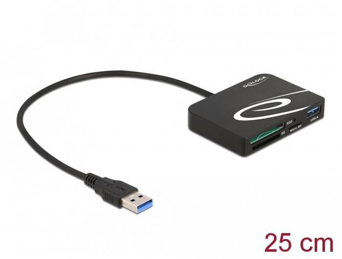 Delock externí čtečka XQD, SD a microSD paměťových karet, USB 3.0