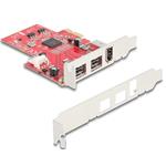 Delock FireWire řadič, externí konektory 2x B + 1x A, LP, PCIe