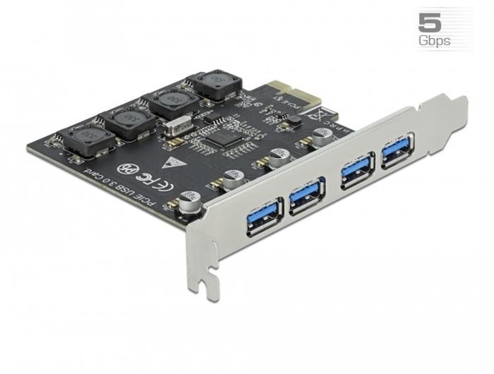 Delock interní USB 3.0 řadič, 4x externí port, PCIe