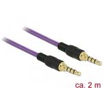 Delock Kabel Stereo Jack 3,5 mm 4 pin samec > samec 2 m fialový