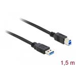 Delock Kabel USB 3.0 Typ-A samec > USB 3.0 Typ-B samec 1,5 m černý