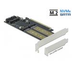 Delock redukce z PCI Express na 1x M.2 (SATA)  +1x M.2 (PCIe) + 1x mSATA, LP