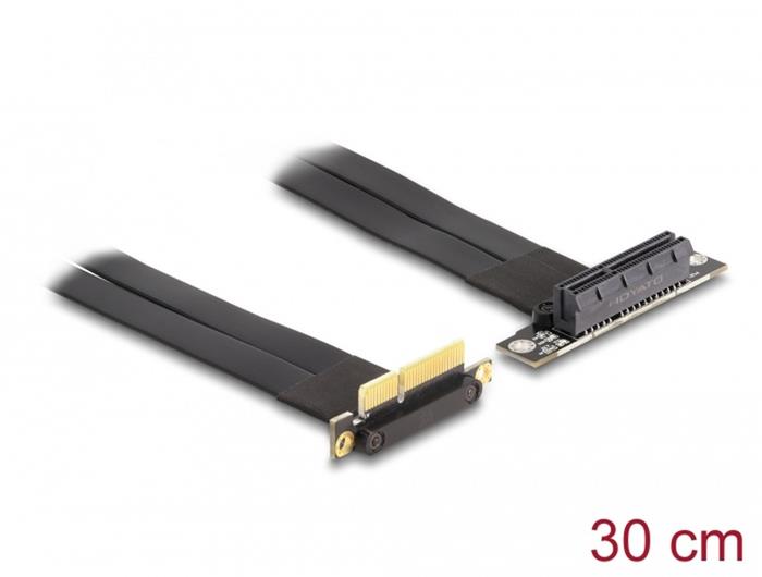 Delock Riser karta PCI Express, ze zástrčky x4 90° pravoúhlý na slot x4 90° pravoúhlý, s kabelem, délka 30 cm