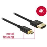 Delock Slim Premium Kabel HDMI 2.0, A samec > Micro-D samec, 1m
