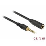 Delock Stereo Jack prodlužovací kabel 3,5 mm 4 pin samec na samici 5 m černý