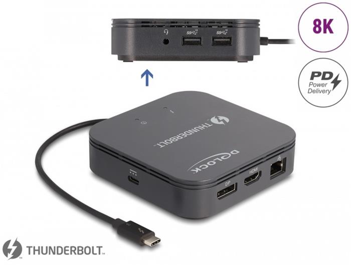 Delock Thunderbolt 3 Mini Dokovací stanice - DisplayPort / HDMI / USB / LAN / Audio / PD 3.0