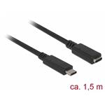 Delock USB 3.0 prodlužovací kabel USB-C -> USB-C, 3A, 1.5m, černý