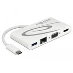 Delock USB-C dokovací stanice, HDMI 4K 30 Hz + VGA + LAN + USB PD