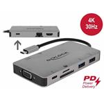 Delock USB-C dokovací stanice, HDMI / VGA / USB 3.1 / SD / LAN / PD 3.0