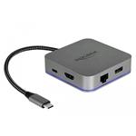 Delock USB-C dokovací stanice pro mobilní zarízení 4K - HDMI / Hub / LAN / PD 3.0 s LED osvětlením 