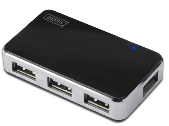 Digitus 4-portový USB 2.0 hub, černý, včetně napájecího zdroje