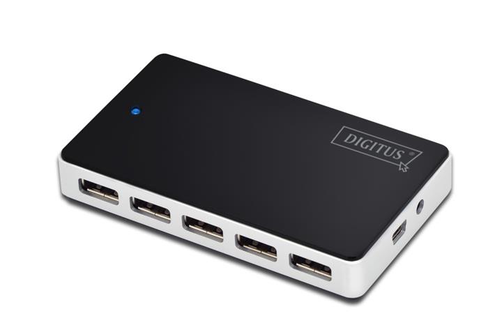 Digitus aktivní 10-portový USB 2.0 hub, černý