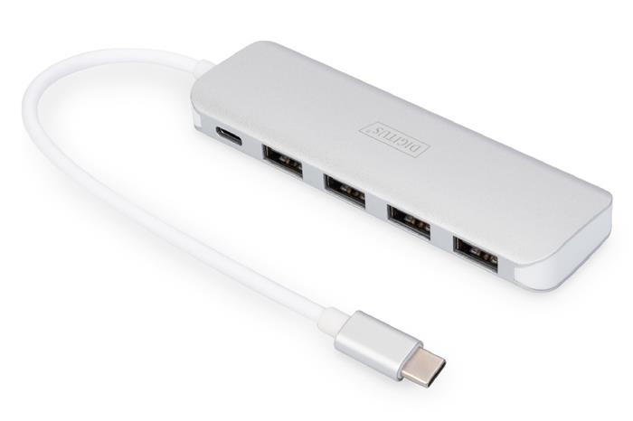 DIGITUS USB-C 4-portový rozbočovač, USB 3.0 + PD