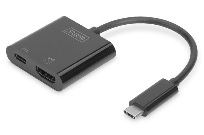 Digitus video adaptér z USB-C na HDMI 2.0, Power Delivery 2.0 passthrough