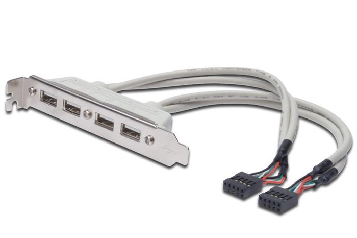 Digitus záslepka slotu se 4 USB 2.0 porty, kabel 2x 10 Pin 0.25m