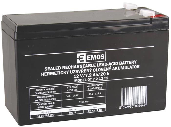 EMOS baterie SLA 12V/7.2Ah, Faston 6.3 (250) ekvivalent RBC