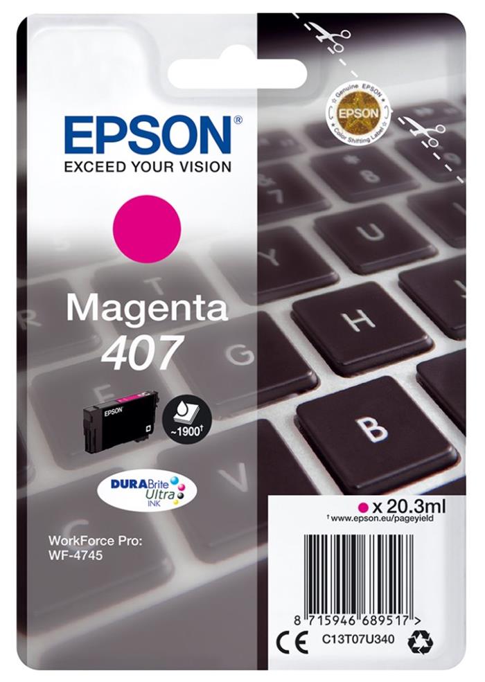 Epson 407, purpurová inkoustová cartridge, 20ml