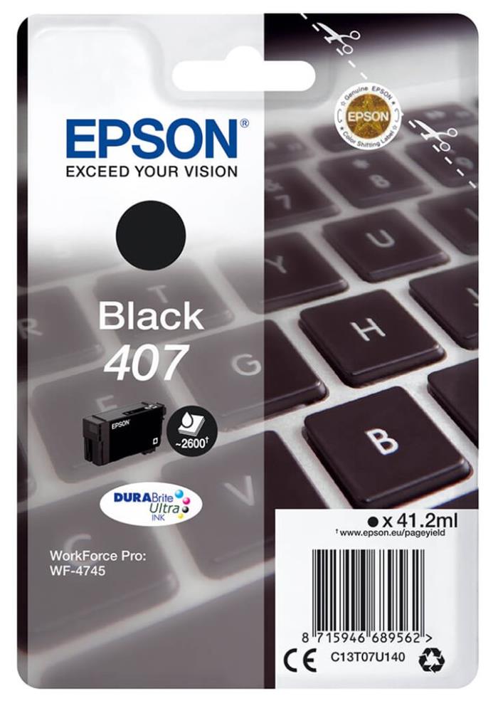 Epson 407 XL, černá inkoustová cartridge, 41ml