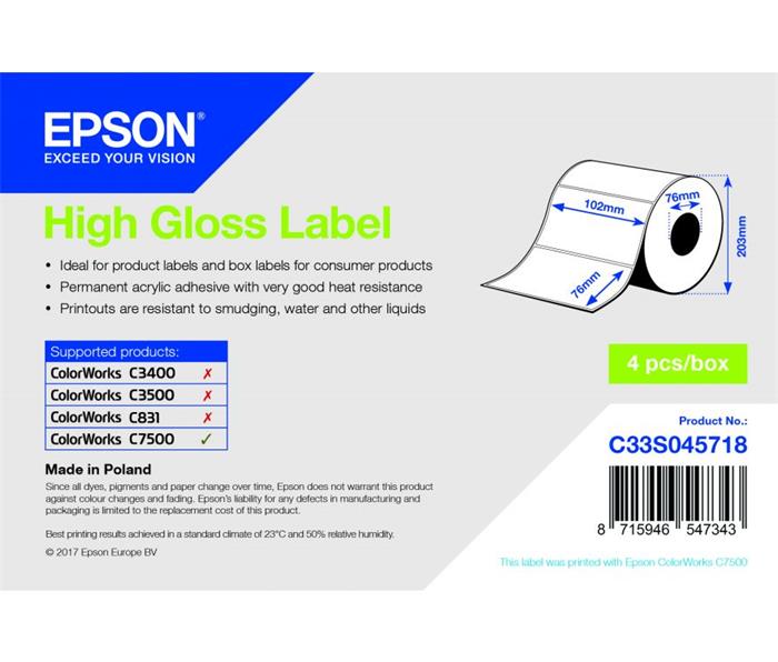 EPSON High Gloss Label - Die-cut Roll: 102mm x 76mm, 1570 labels