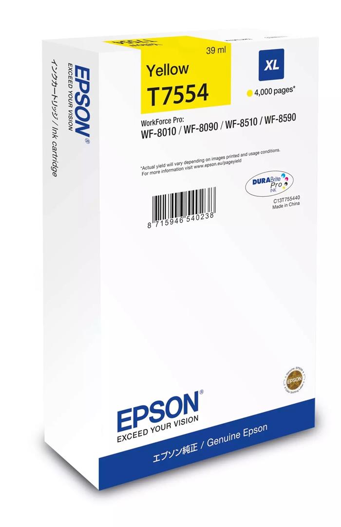 Epson originální ink C13T75544N, T7554, XL, yellow, 4000str., 39ml, 1ks