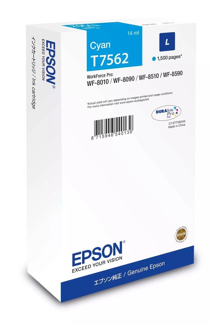 Epson originální ink C13T75624N, T7562, L, cyan, 1500str., 14ml, 1ks