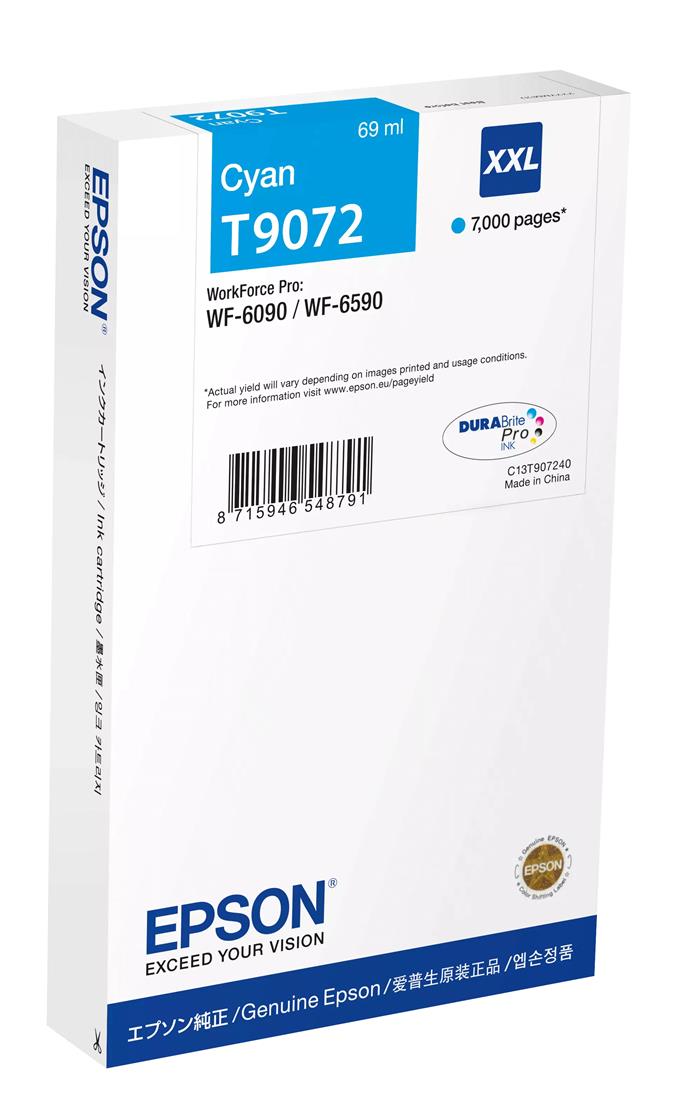 Epson originální ink C13T90724N, T9072, XXL, cyan, 69ml