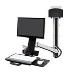 ERGOTRON StyleView® Sit-Stand Combo System, Small CPU Holder (aluminum), držák na zeď, monitor/pc/myš/klávesnice/skener