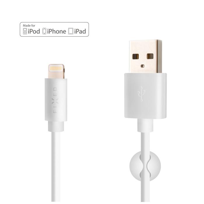 FIXED datový a nabíjecí kabel Lightning, MFI, 2.4A, 1m, bílý