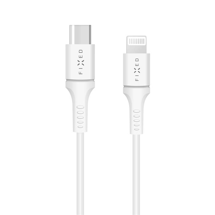 FIXED datový a nabíjecí kabel USB-C -> Lightning, 2 metry, MFI, bílý